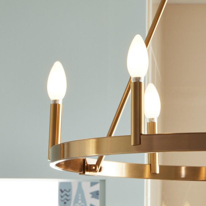 Dutton 6-Light Chandelier  in Brushed Gold is a must in your guest bathroom essentials
