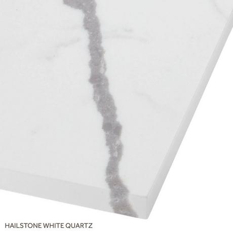 37" x 22" 3cm Quartz Vanity Top for Rectangular Undermount Sink - Hailstone White - White Sink