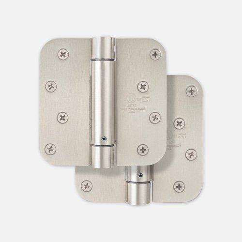 Rounded Steel Door Hinge With Plain Bearing in Satin Nickel