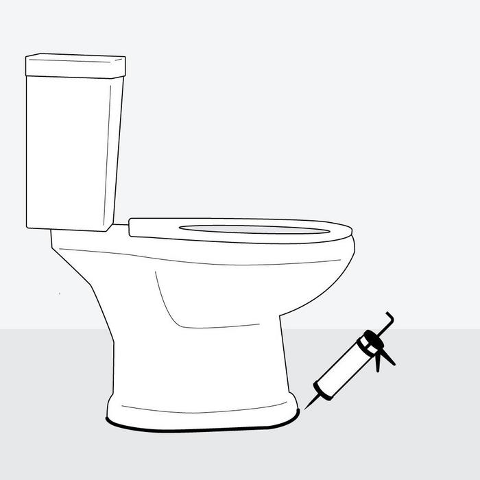 toilet installation step 10 - apply latex caulk or tile grout around the base of the toilet