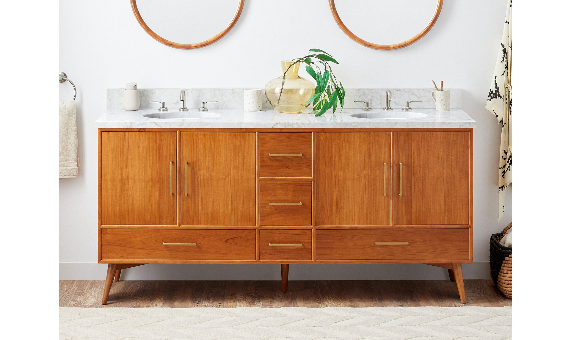 72" Novak Double Teak Vanity with Undermount Sinks