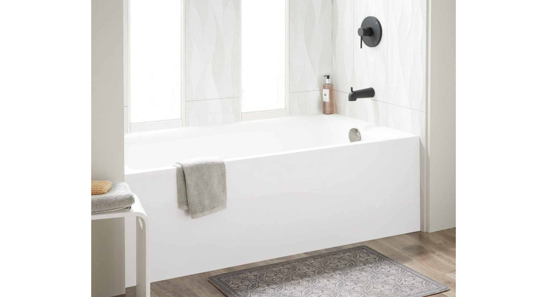 Sitka Acrylic Alcove Soaking Tub in White for alcove tub installation