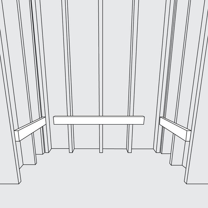 Step 2 - attach 1x4 stringer to the studs with the top of the stringer touching the traced line