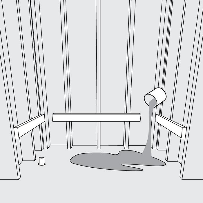 Step 4 - use mortar as bedding material to support the tub. The tub must be supported along its entire bottom