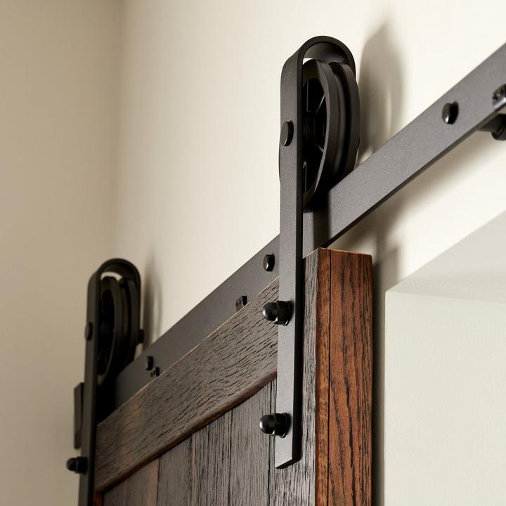 60" Ando Barn Door Hardware Kit in Black for bathroom hardware