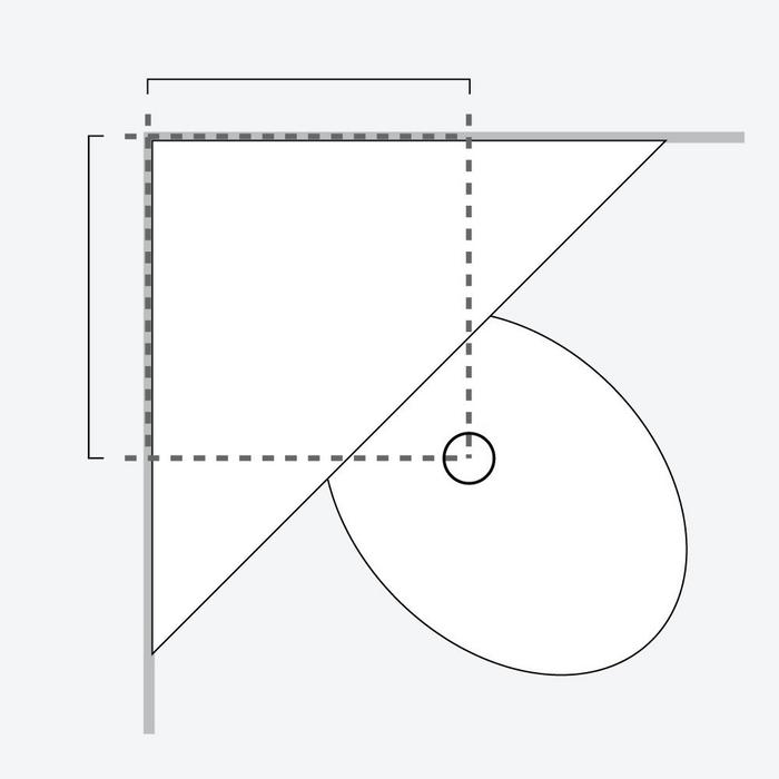 Rough-in step 2 - use a straight edge to draw two perpendicular lines from the rough-in marks to determine the rough-in location