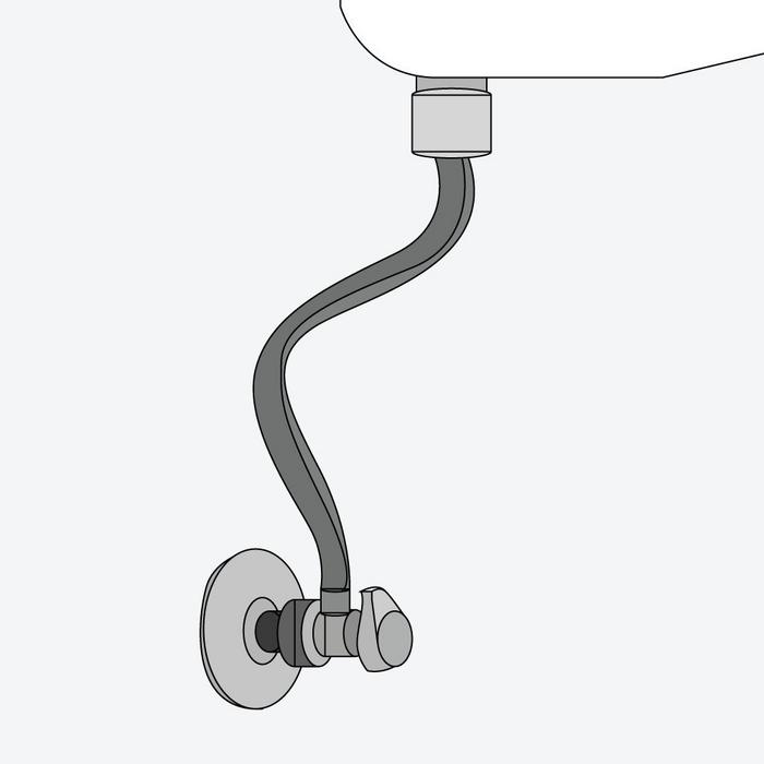 Installation step 8 - connect the water supply tubes at the bottom of the tank. Turn on the water supply and check for leaks