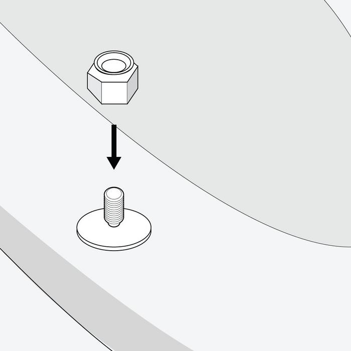 toilet installation step 3 - thread washers and nuts onto the anchor bolts on the toilet