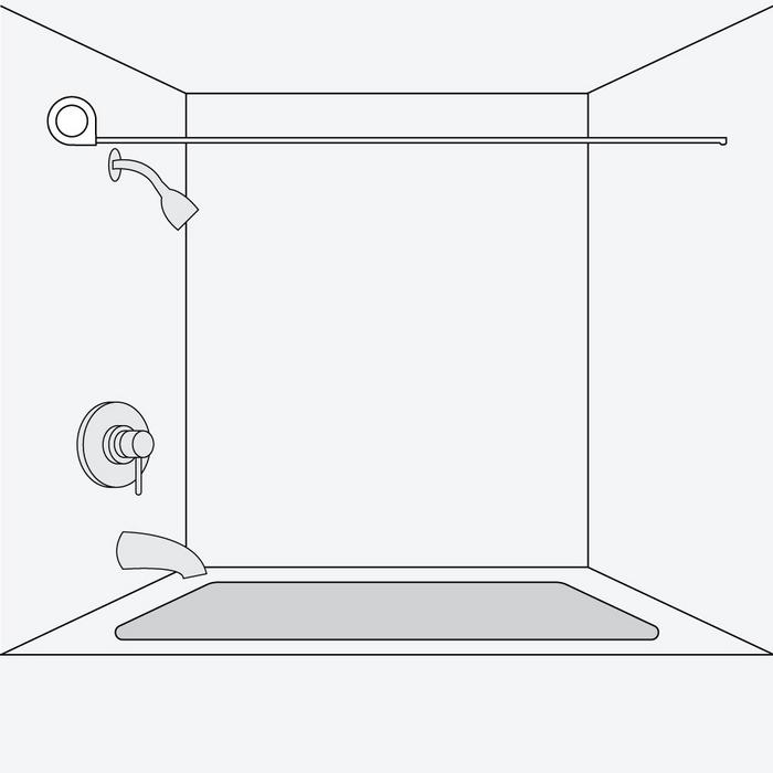 Step 2 - measure the distance between walls where the shower curtain rod will mount