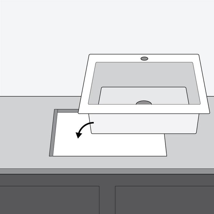 Step 1 - lower the sink into the sink cutout on the counter and confirm it will fit properly