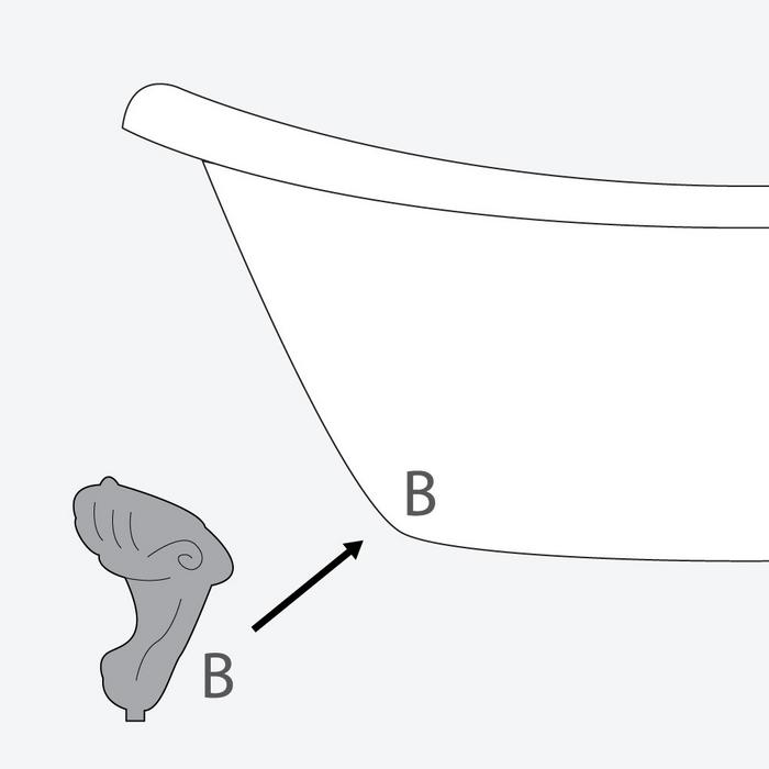 Install feet to cast iron clawfoot tub step 2 - match the tub foot with the corresponding pod