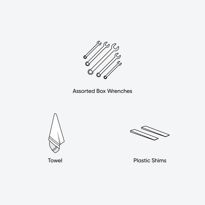 How to install feet to cast iron clawfoot tub tools & materials - assorted box wrenches, towel, plastic shims