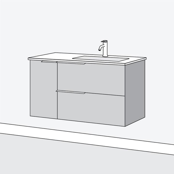 Floating vanity installation step 4 - attach any drawers or doors to the vanity