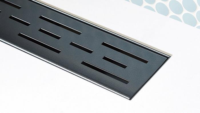 Effendi Linear Shower Drain with Drain Flange in Matte Black for linear shower drain installation