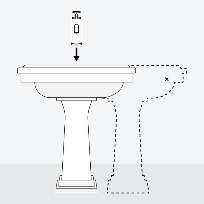 Step 3 - attach your new faucet and drain assembly to the sink before installing the pedestal