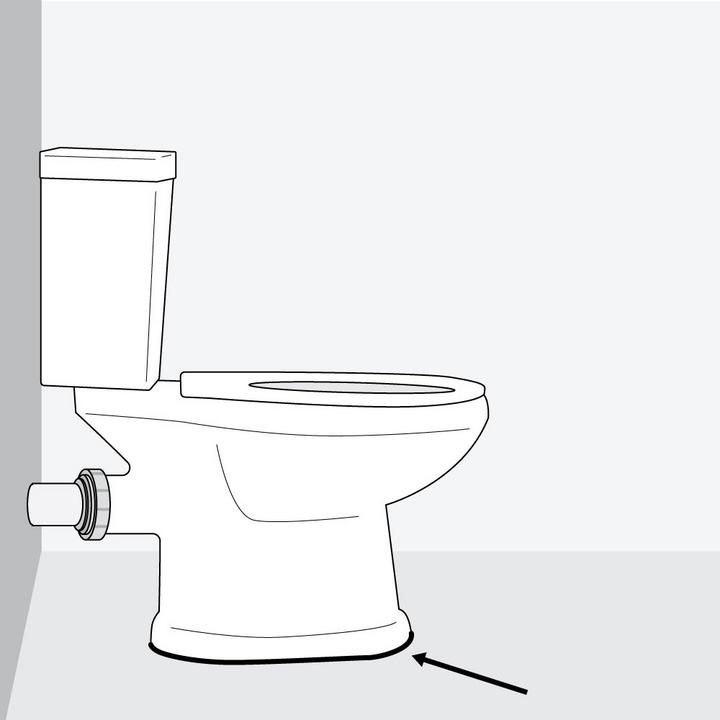 Rear outlet toilet installation step 14 - apply latex caulk or tile grout around the base of the toilet