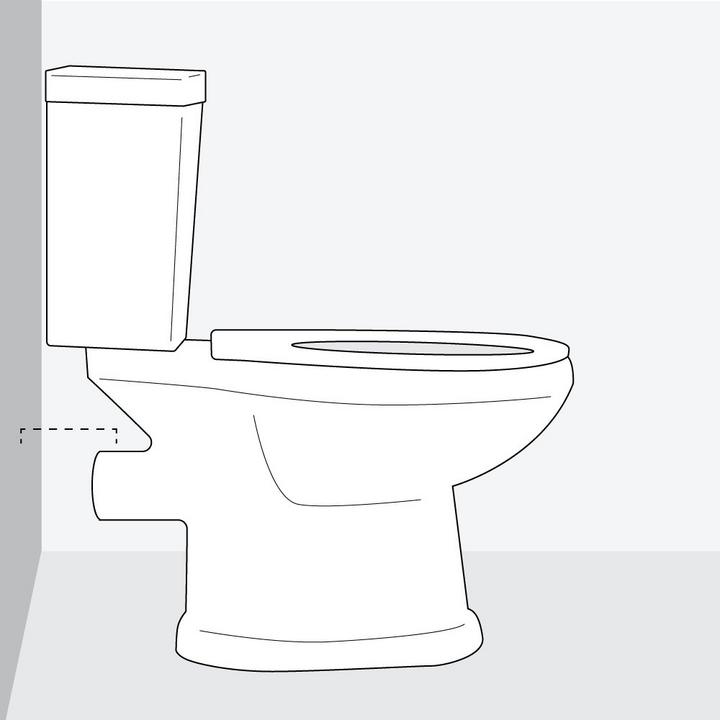 Rear outlet toilet installation steps 3 & 4 - measure distance from back of waste outlet to the wall to determine P-trap length