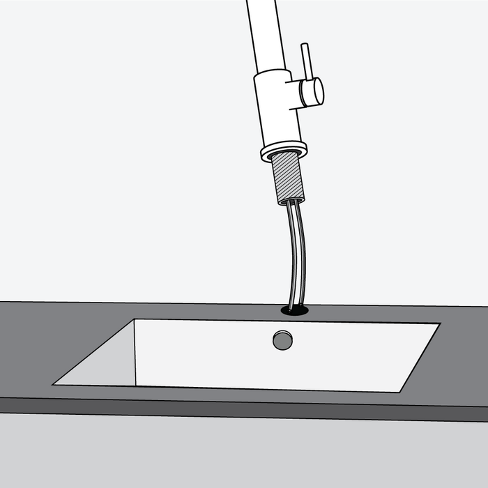 Step 3 - thread the faucet through the countertop or sink mounting hole