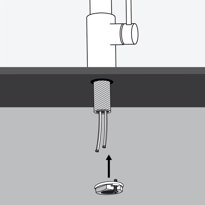 Step 4 - thread the washer and lock nut onto the tailpiece underneath the sink