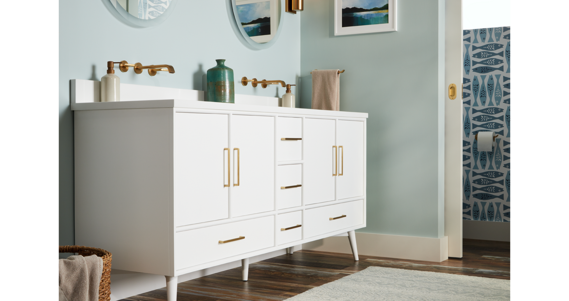 72" Novak Vanity with Rectangular Undermount Sinks in Bright White for installing a bathroom vanity