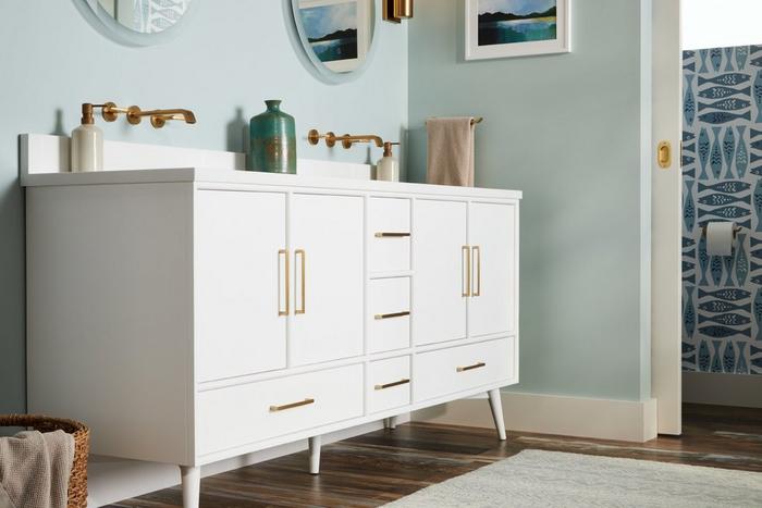 72" Novak Vanity with Rectangular Undermount Sinks in Bright White for installing a bathroom vanity