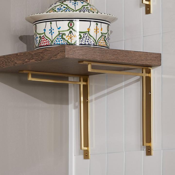 Harridge Solid Brass Shelf Bracket in Satin Brass for kids bathroom ideas