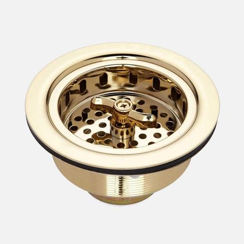 3-1/2" Wing Nut Basket Strainer in Polished Brass