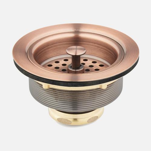 3-1/2" Strainer Basket with Lift Stopper in Satin Copper