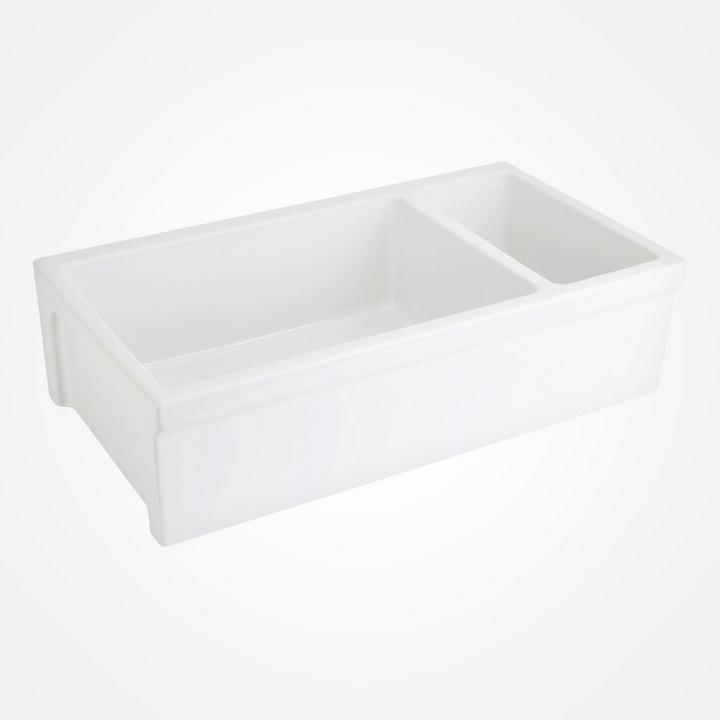 36" Gallo 80/20 Double-Bowl Fireclay Farmhouse Sink - White