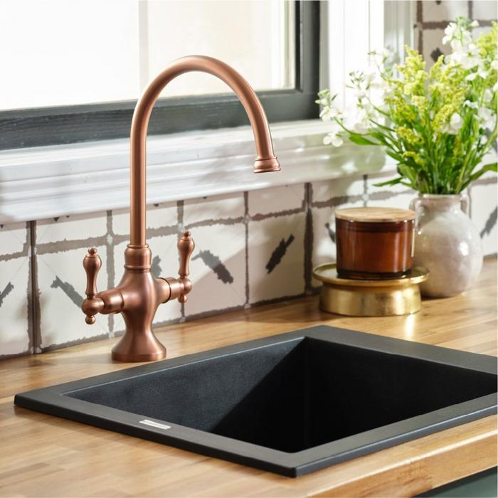 Isabel Single-Hole Gooseneck Bar Faucet - Satin Copper