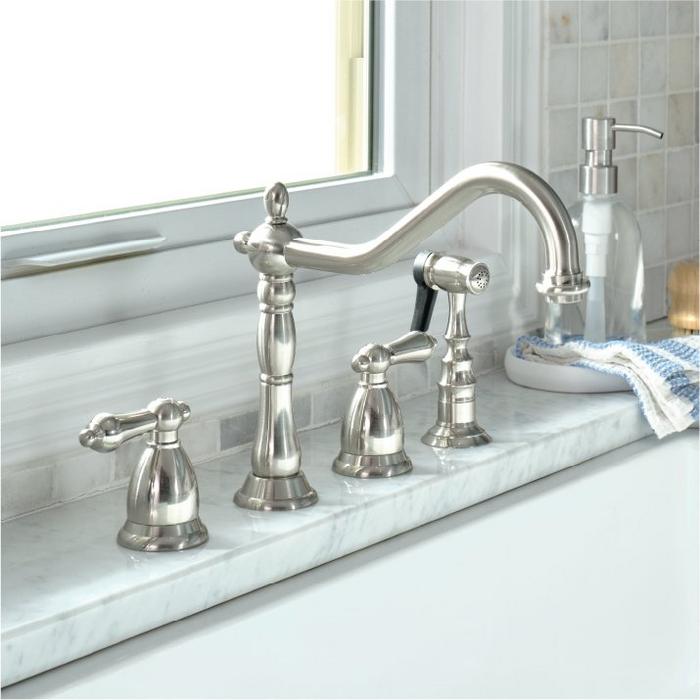 Helena Widespread Kitchen Faucet with Side Spray in Chrome