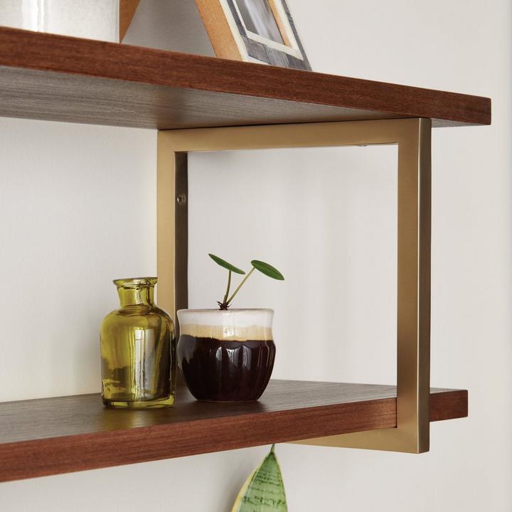 Fenmore Brass Shelf Bracket in Satin Brass for Scandinavian design