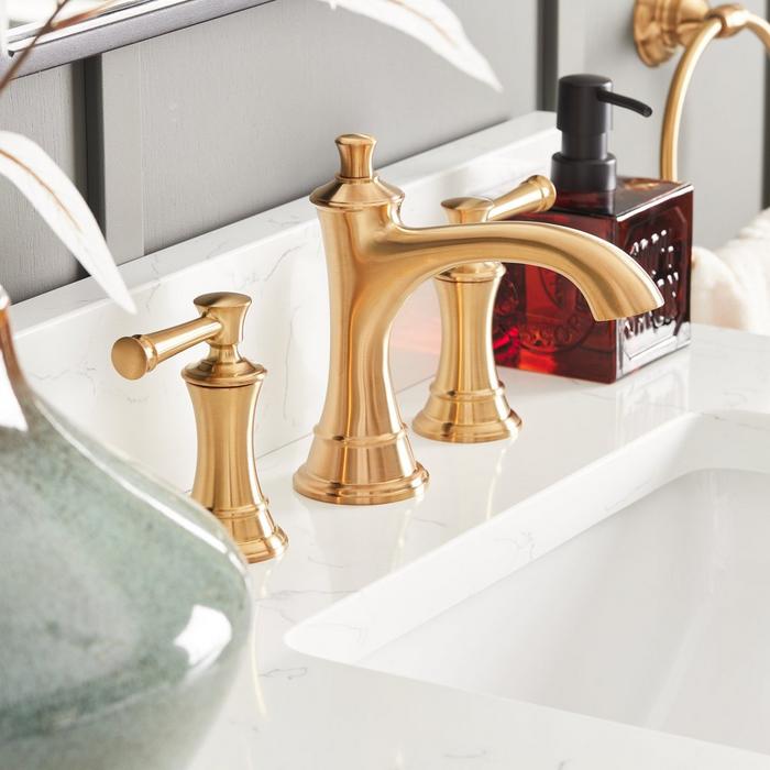 Beasley Widespread Bathroom Faucet in Brushed Gold