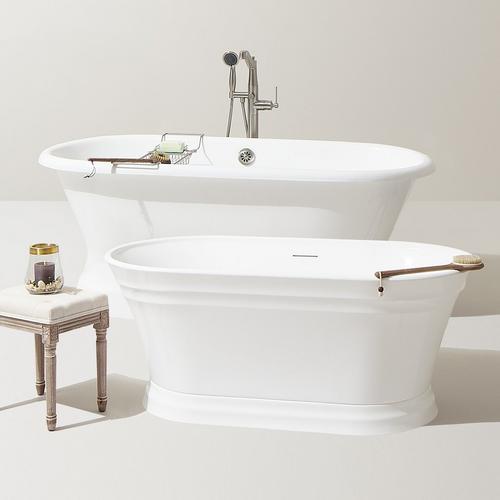 59" Odenwald Acrylic Tub, 60" Henley Cast Iron Pedestal Tub