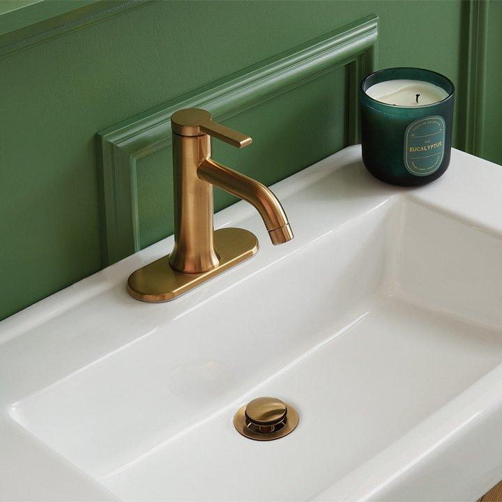vessel sink with brushed nickel faucet