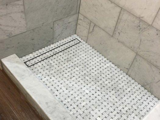Tile-Top Linear Shower Drain In Customer's Bathroom