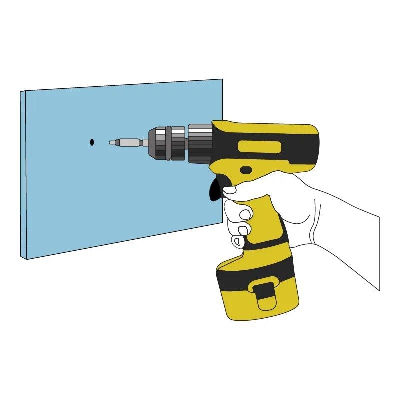 Drill the screw holes with the appropriate drill bit for the wall surface or material.