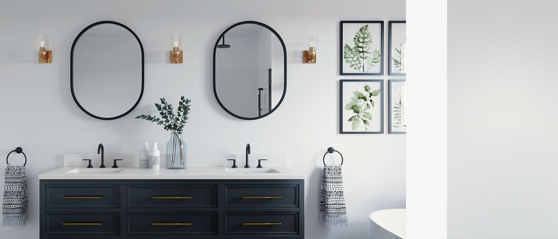 double sink vanity with vanity lights