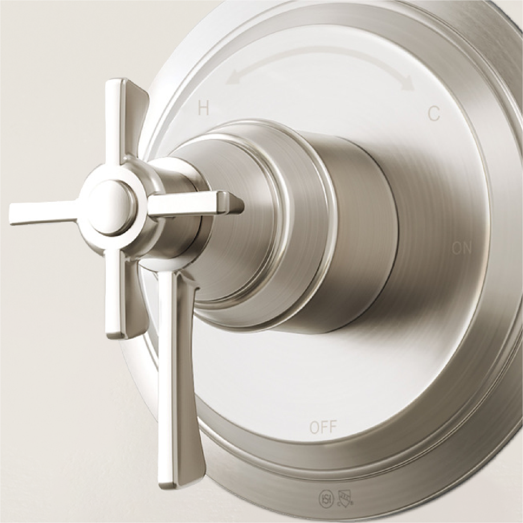 Marceau Dual Control Pressure Balance Shower Trim - Cross Handles - Brushed Nickel