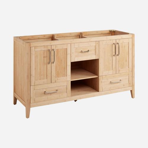 Burfield Bamboo Double Vanity - Natural Bamboo - Vanity Cabinet Only
