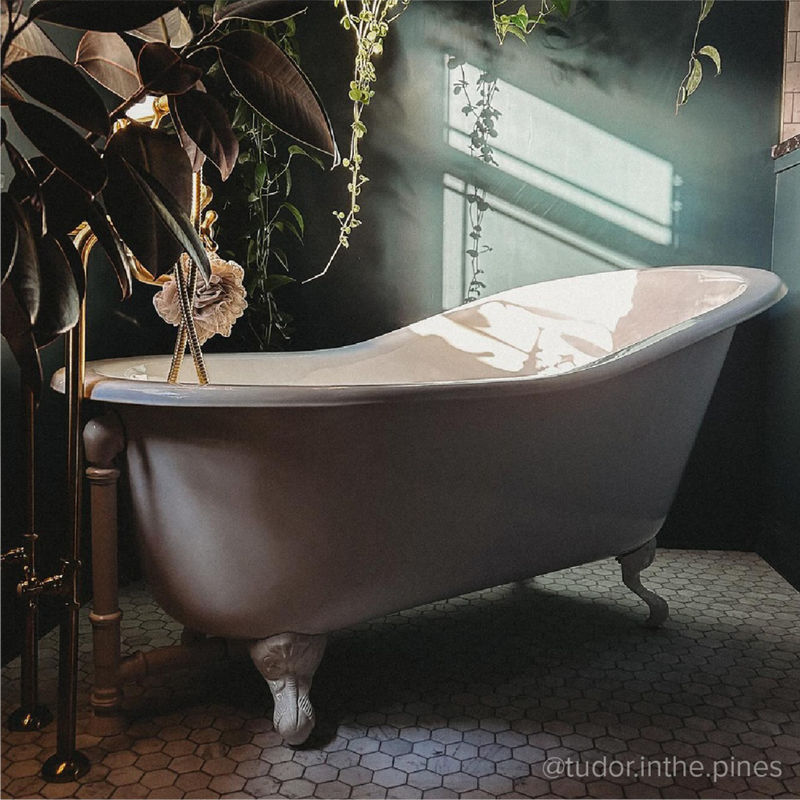 Erica Cast Iron Slipper Clawfoot Tub - White - Rolled Rim