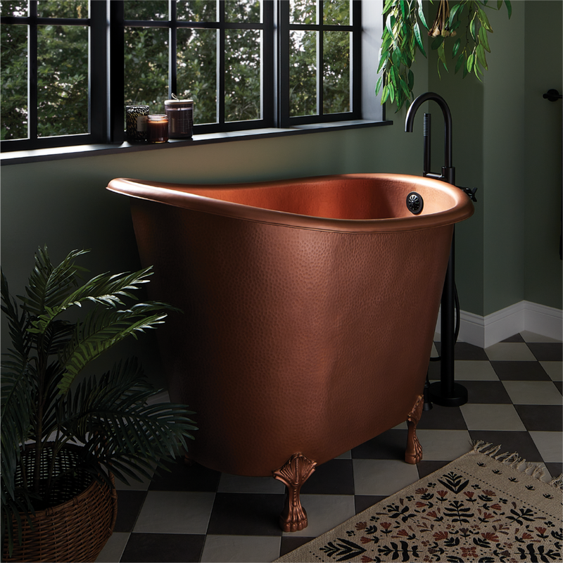 66" Paige Copper Double-Slipper Pedestal Soaking Tub