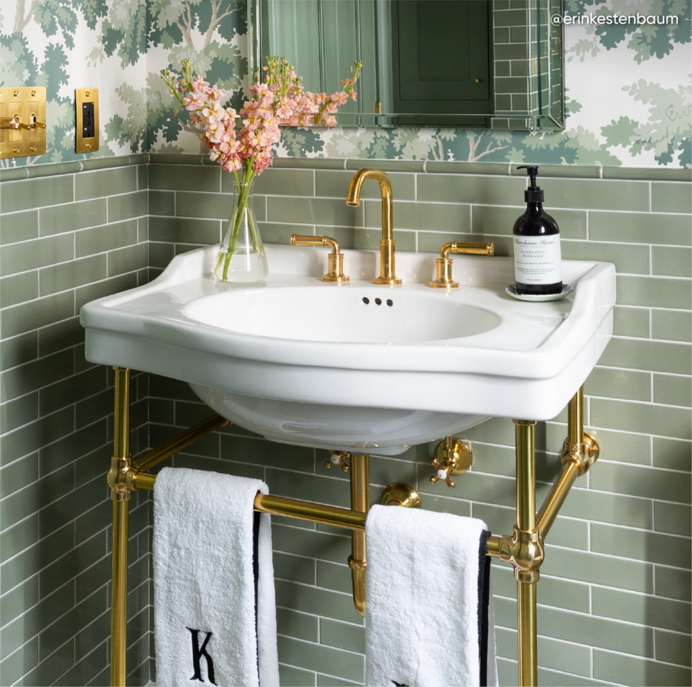 Cierra Console Sink with Brass Stand - Brushed Gold
