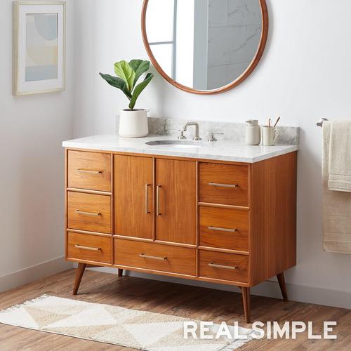 48" Novak Teak Vanity with Undermount Sink - Teak - Carrara