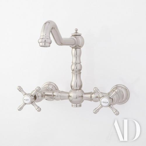 Delilah Wall-Mount Faucet - Cross Handles - Brushed Nickel