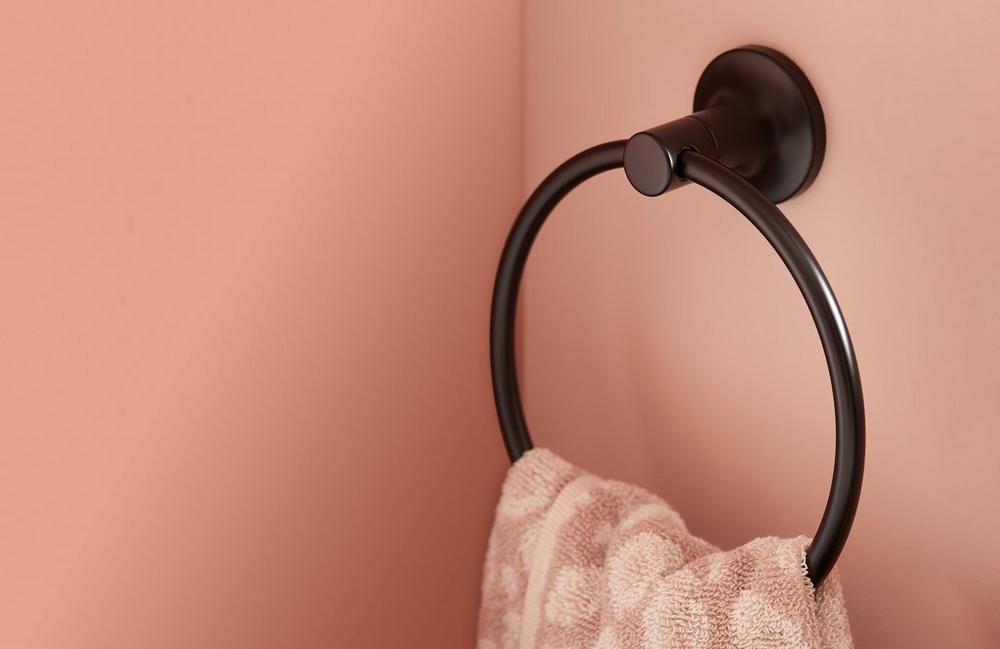 Lentz Towel Ring in Gunmetal with the Architectural Digest Great Design Awards Logo