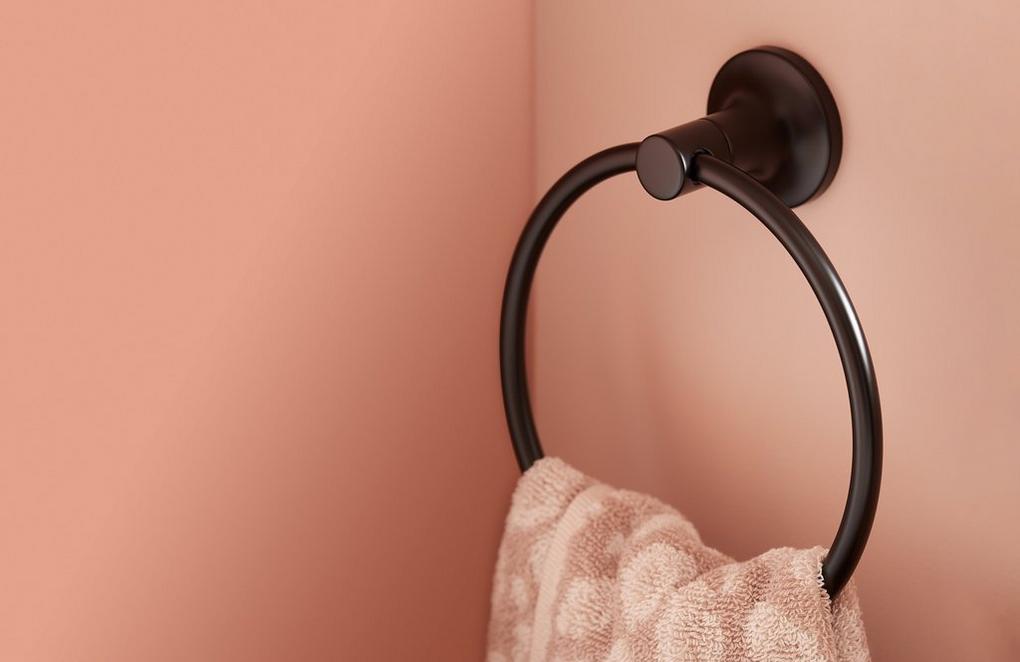 Lentz Towel Ring in Gunmetal with the Architectural Digest Great Design Awards Logo
