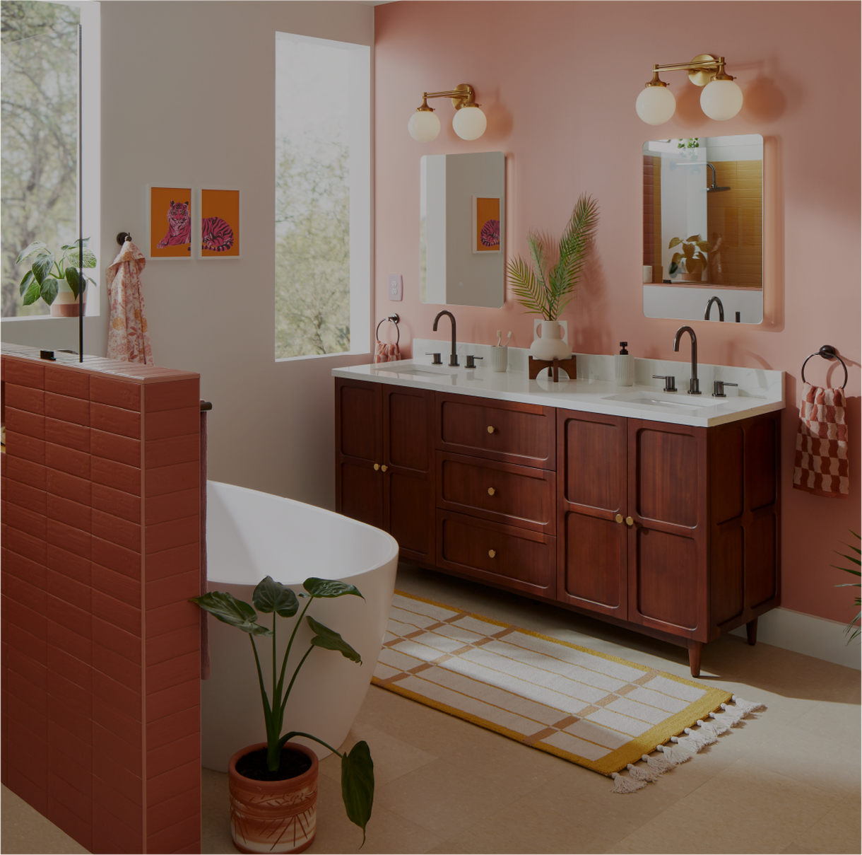 Modern Retro Bath with the Lexia Bathroom Collection in Gunmetal