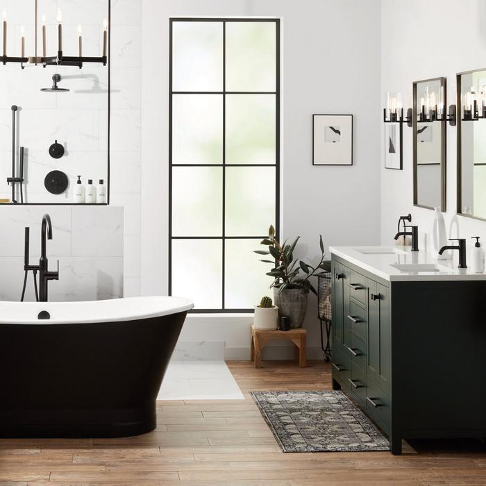 Organic modern style bathroom for matte black bathroom ideas