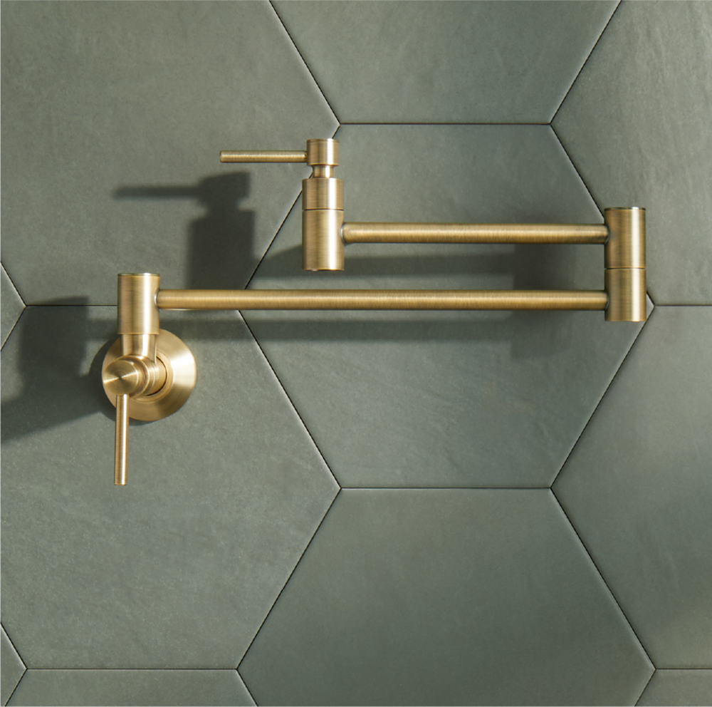 Modern Retractable Wall-Mount Pot Filler Faucet - Aged Brass